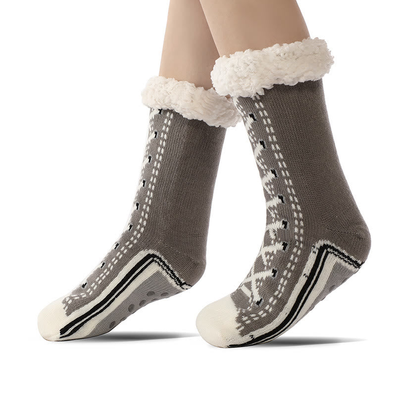 3D Laces Slipper Socks - Grey - EU37-40(US4-7) - image 2