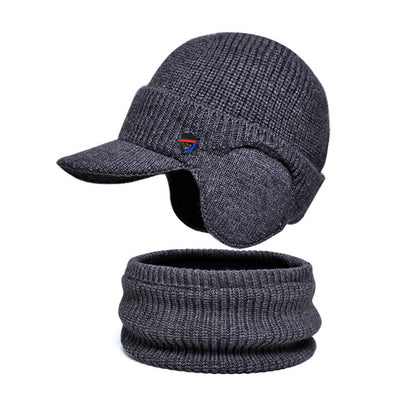 Warm Earmuffs Beanie Scarf 2 In 1 Set - Dark Grey - One Size - image 10
