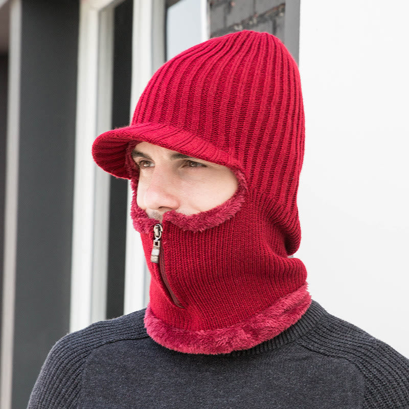 Zipper Beanie Hat Neck Warmer - Red - One Size - image 2