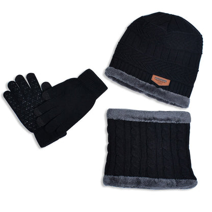 Winter Warm Gloves Beanie Scarf 3 In 1 Set - Black - One Size - image 6