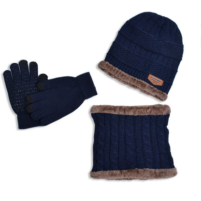 Winter Warm Gloves Beanie Scarf 3 In 1 Set - Navy Blue - One Size - image 7