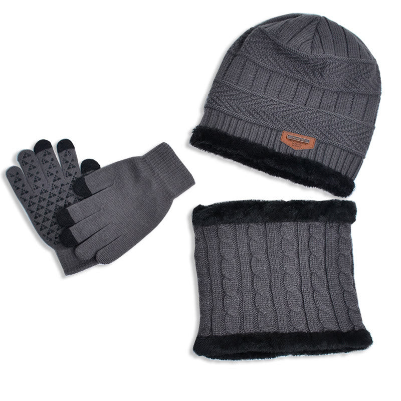 Winter Warm Gloves Beanie Scarf 3 In 1 Set - Grey - One Size - image 9