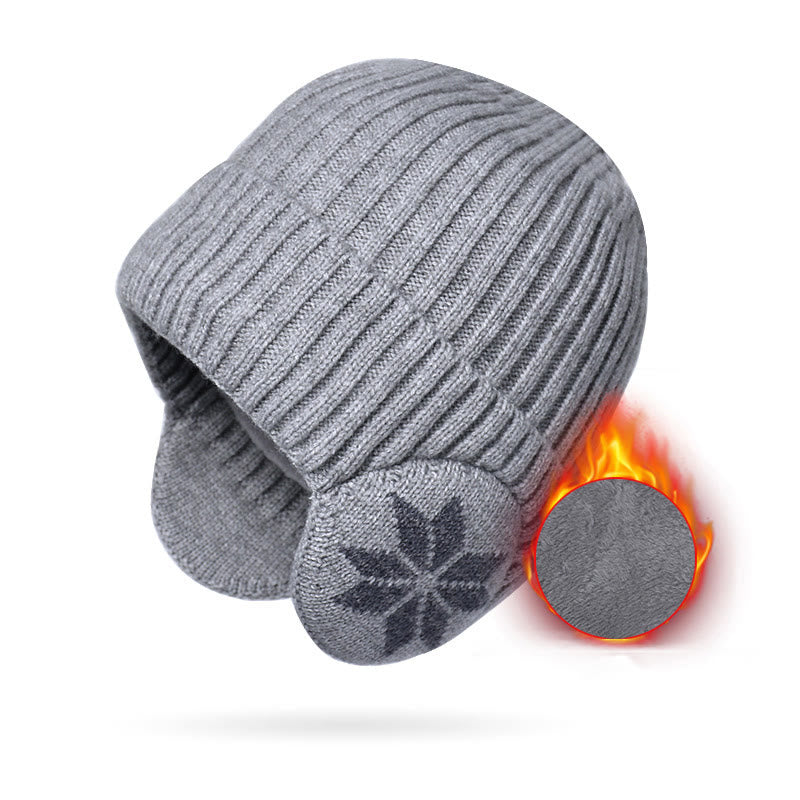  Snowflake Earflaps Beanie Hat Warmer - Light Gray - One Size - image 11
