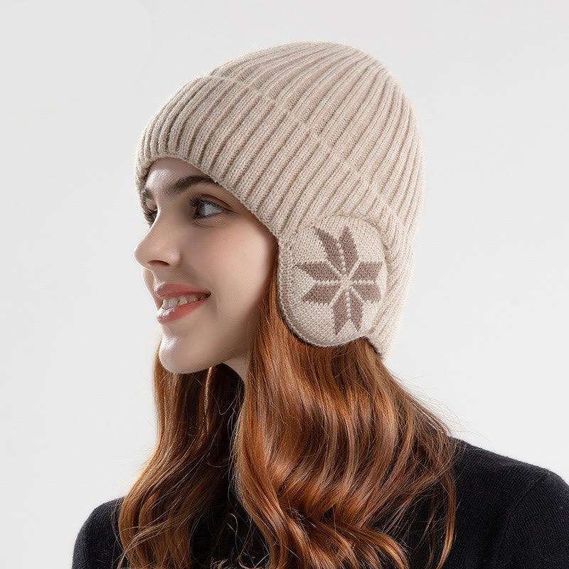 Snowflake Earflaps Beanie Hat Warmer