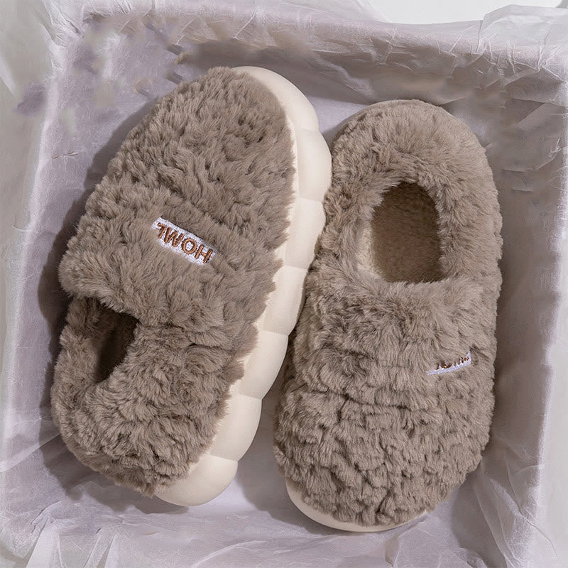 Plus Size Solid Color Thick Sole Slippers - Coffee - EU43-44(US9-10) - image 6