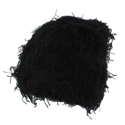 Plus Size Unisex Knitted Fuzzy Beanie - Black - One Size - image 5