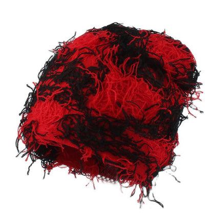 Plus Size Unisex Knitted Fuzzy Beanie - Wine - One Size - image 7