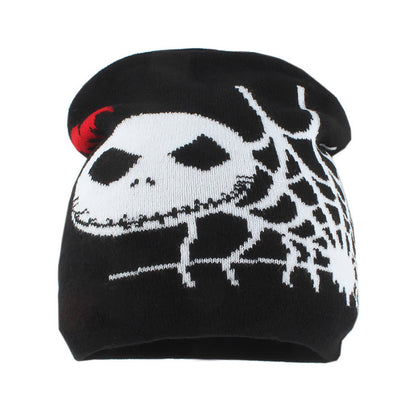 Plus Size Ghost Face Spider Web Beanie - Black - One Size - image 1