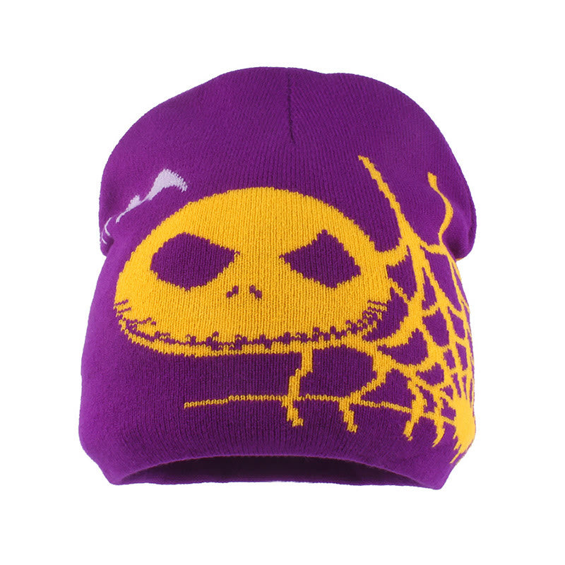 Plus Size Ghost Face Spider Web Beanie - Purple - One Size - image 4