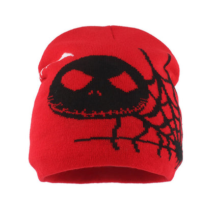 Plus Size Ghost Face Spider Web Beanie - Red - One Size - image 3