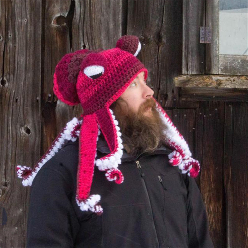 Plus Size Funny Octopus Beanie - Rose - One Size - image 3