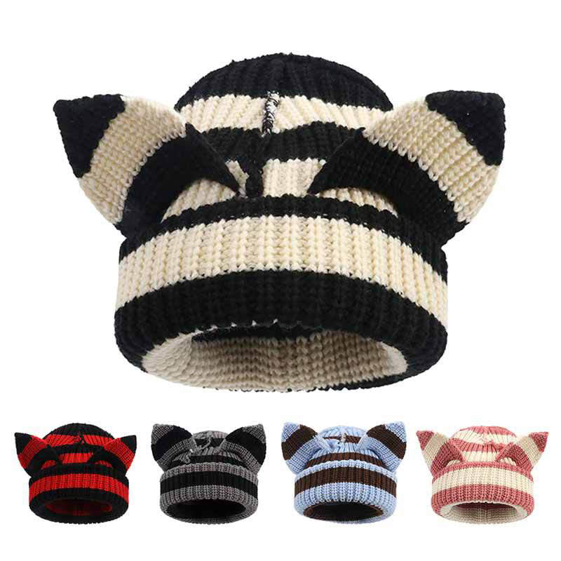 Plus Size Cute Cat Ears Funny Beanie - image 0