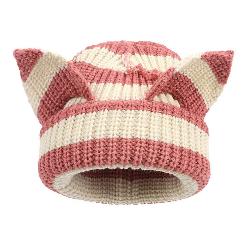 Plus Size Cute Cat Ears Funny Beanie - Pink - M - image 4