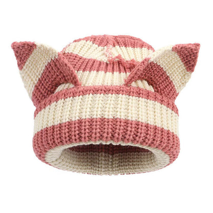 Plus Size Cute Cat Ears Funny Beanie - Pink - M - image 4