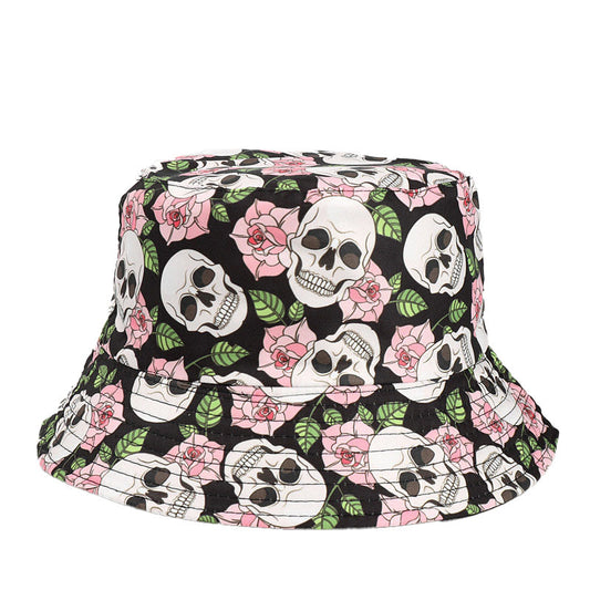 Plus Size Skull Series Bucket Hat - Flower Skull - One Size - image 0