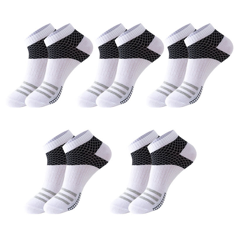Grid Stripes Ankle Compression Socks(10 Pairs) - White - EU39-45(US6-11) - image 4