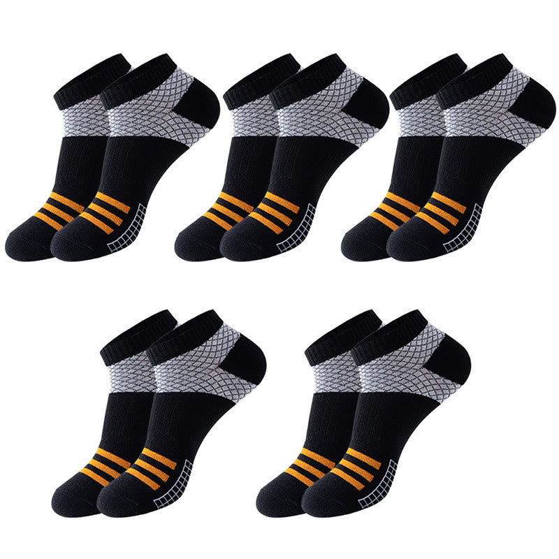 Grid Stripes Ankle Compression Socks(10 Pairs) - Black - EU39-45(US6-11) - image 7