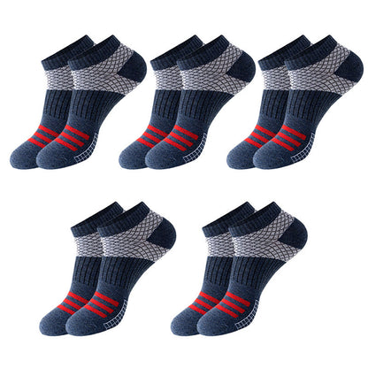 Grid Stripes Ankle Compression Socks(10 Pairs) - Blue - EU39-45(US6-11) - image 6
