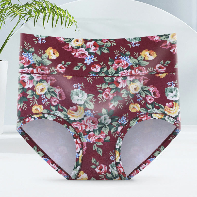 Soft Floral Panty(5 Packs) - Wine - 6XL - image 13