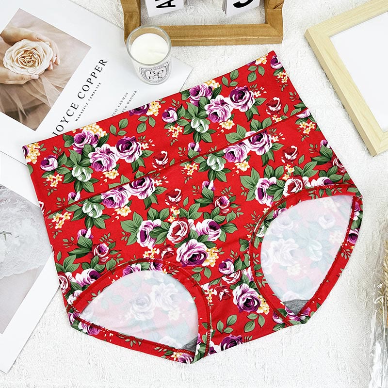 Soft Floral Panty(5 Packs) - Red - 6XL - image 12