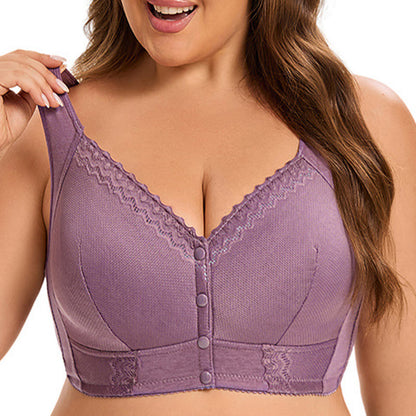 Lace Solid Color Wireless Bra - image 1