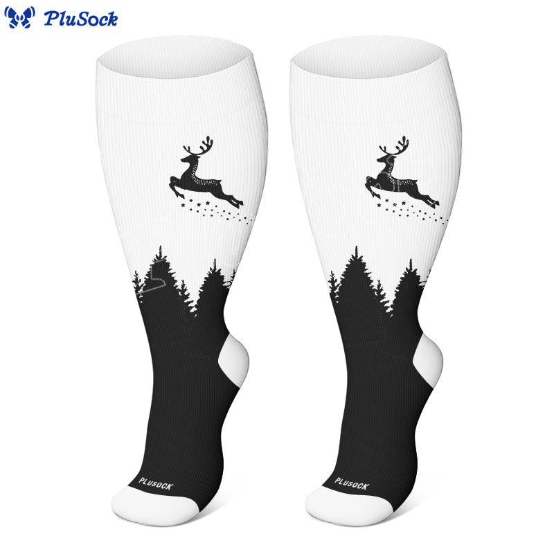 Plus Size Elk Compression Socks - Black - 4XL - image 6