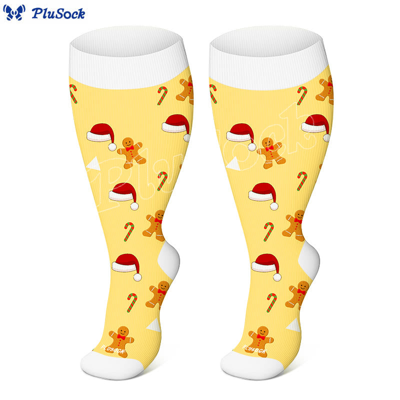 Plus Size Bell Gingerbread Man Compression Socks(3 Pairs) - image 8