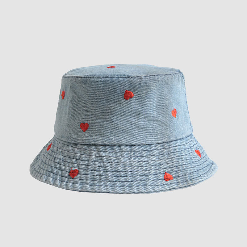 Plus Size Heart Bucket Hat - Light Blue - One Size - image 2