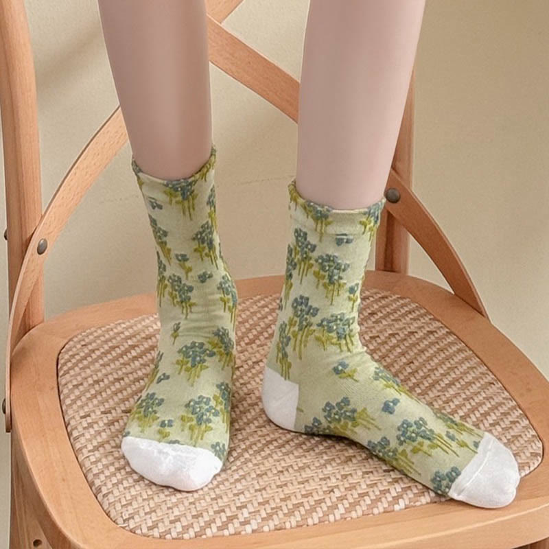 Floral Retro Quarter Socks(5 Pairs) - image 3