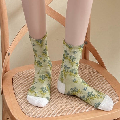 Floral Retro Quarter Socks(5 Pairs) - image 3
