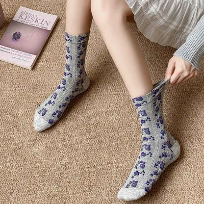 Retro Flowers Quarter Socks(5 Pairs) - image 5