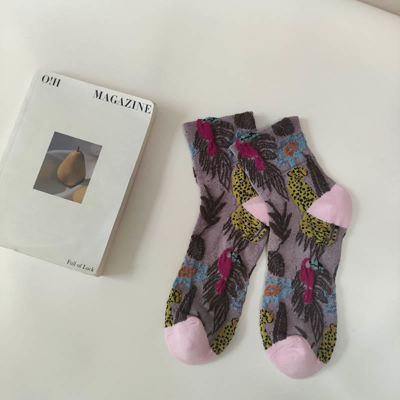 Cute Prints Quarter Socks(5 Pairs) - Pink - EU36-40(US3-7) - image 11