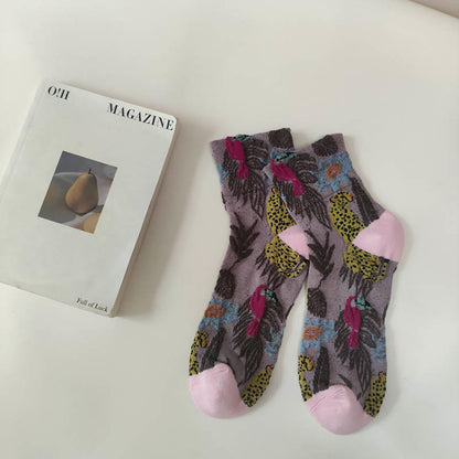 Cute Prints Quarter Socks(5 Pairs) - Pink - EU36-40(US3-7) - image 11