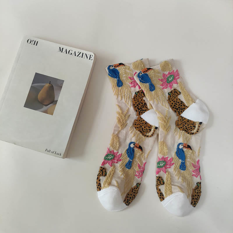 Cute Prints Quarter Socks(5 Pairs) - Beige - EU36-40(US3-7) - image 13