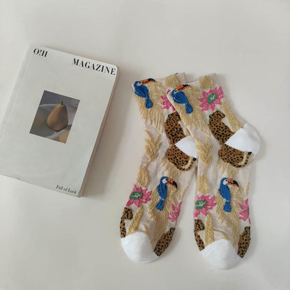 Cute Prints Quarter Socks(5 Pairs) - Beige - EU36-40(US3-7) - image 13