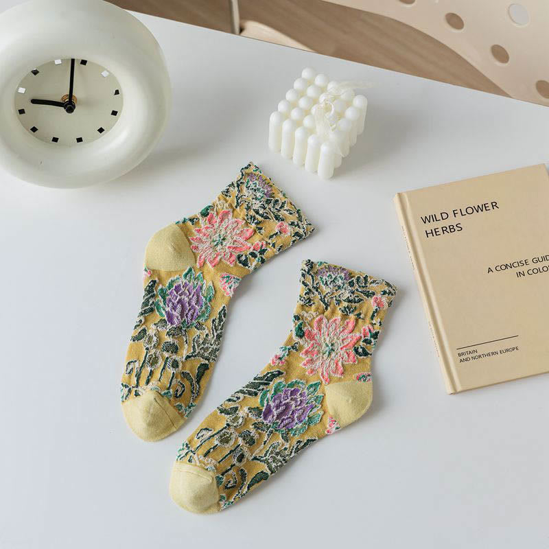 French Pattern Quarter Socks(5 Pairs) - Yellow - EU36-40(US3-7) - image 10