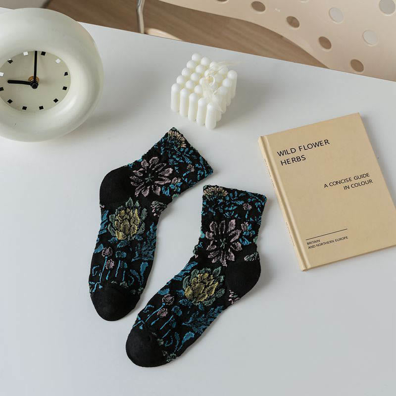 French Pattern Quarter Socks(5 Pairs) - Black - EU36-40(US3-7) - image 9