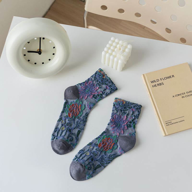 French Pattern Quarter Socks(5 Pairs) - Blue - EU36-40(US3-7) - image 11