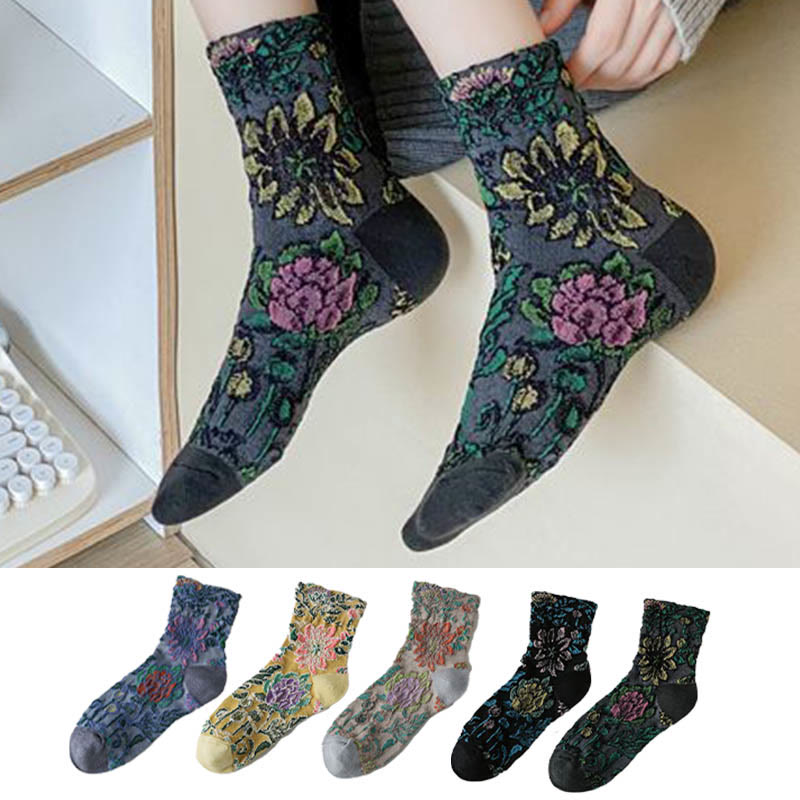 French Pattern Quarter Socks(5 Pairs) - Multicolor - EU36-40(US3-7) - image 1