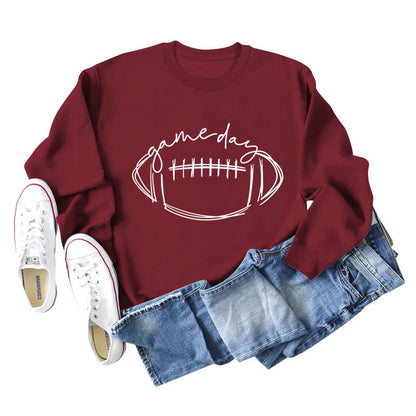 Plus Size White Rugby Print Sweatshirt - Wine - 2XL - image 4