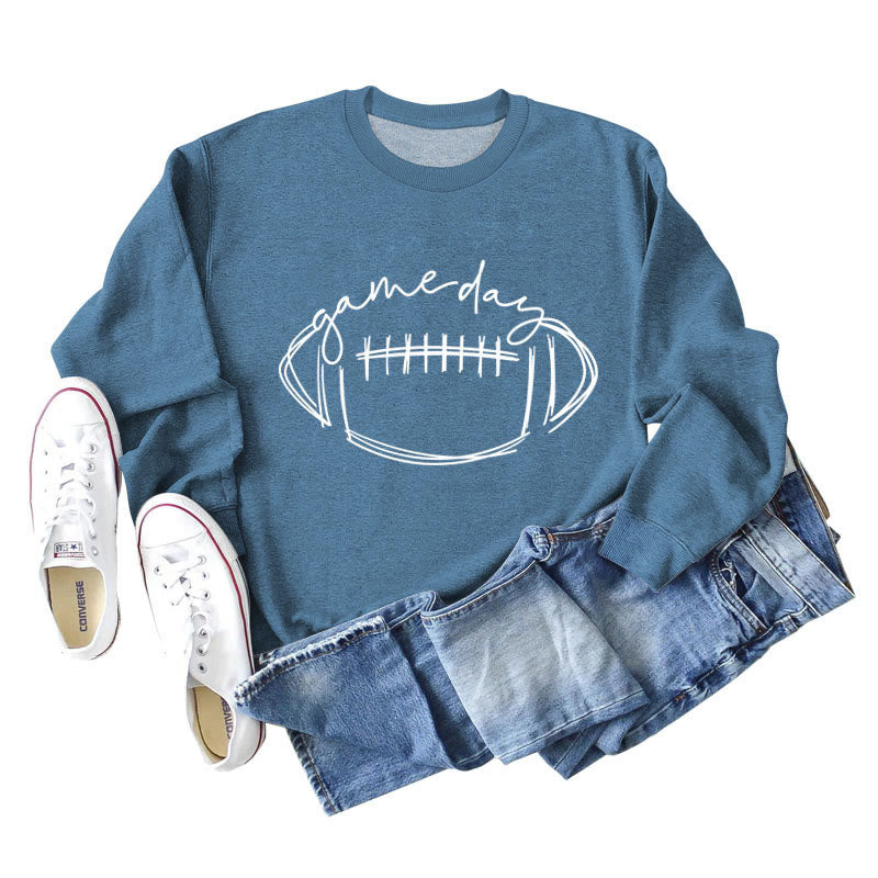 Plus Size White Rugby Print Sweatshirt - Blue - 2XL - image 6