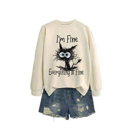 Plus Size Angry Cat Sweatshirt - Apricot - 2XL - image 4