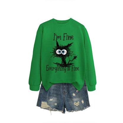 Plus Size Angry Cat Sweatshirt - Green - 2XL - image 2