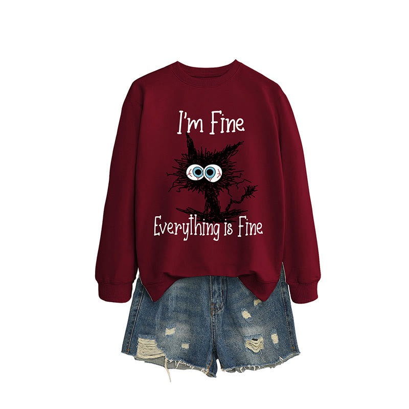Plus Size Black Cat Sweatshirt - Wine - 2XL - image 7