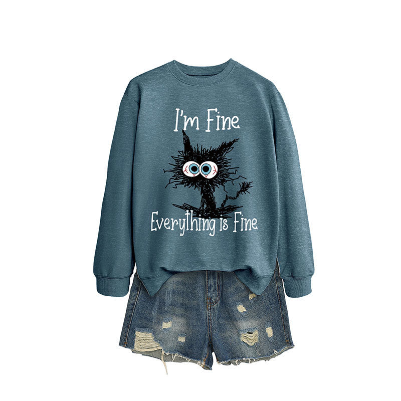 Plus Size Black Cat Sweatshirt - Light Blue - 2XL - image 9