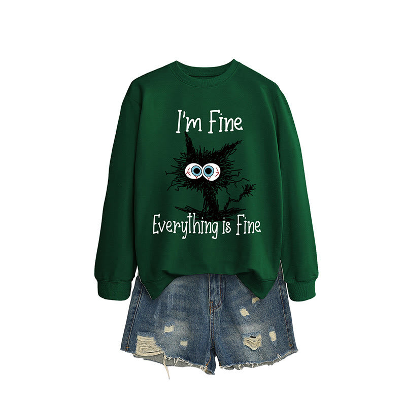 Plus Size Black Cat Sweatshirt - Dark Green - 2XL - image 4