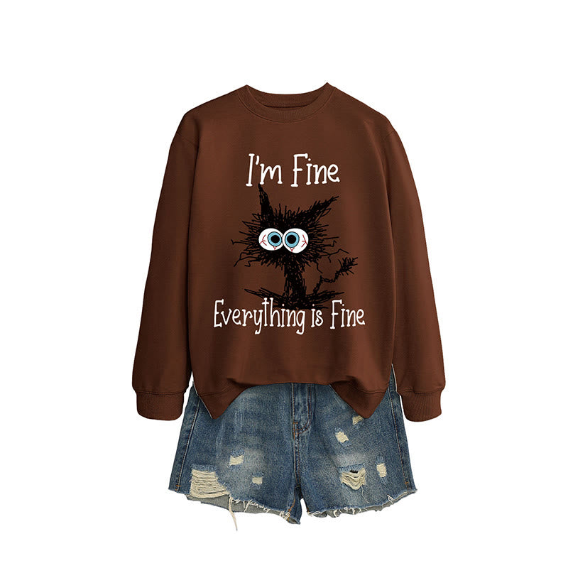 Plus Size Black Cat Sweatshirt - Coffee - 2XL - image 5