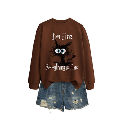 Plus Size Black Cat Sweatshirt - Coffee - 2XL - image 5