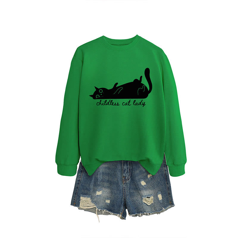 Plus Size Cute Cat Sweatshirt - Green - 2XL - image 3