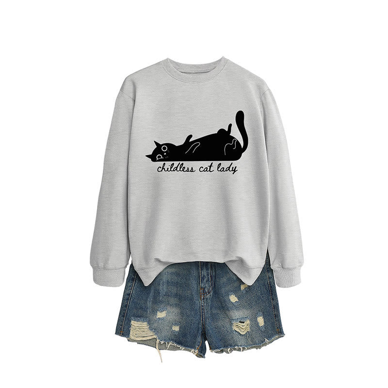 Plus Size Cute Cat Sweatshirt - Grey - 2XL - image 9